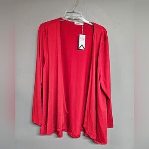 Women's XL Open Front Red Long Sleeve Cardigan